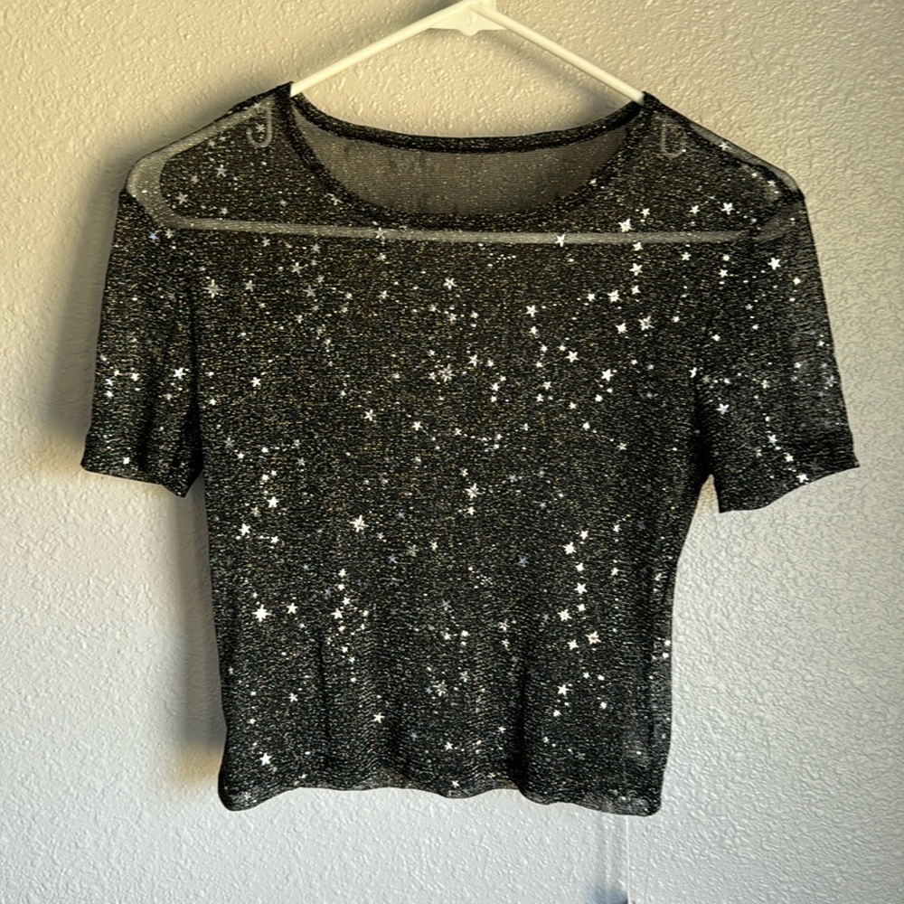Women's Short Sleeve Long Sleeve Sheer Mesh Crop Tops Tee Shirt Blouse.